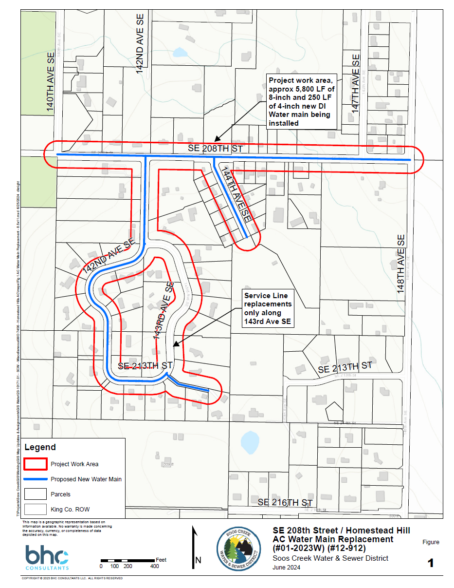 Project Area - Homestead Hills AC Water Main Replacement